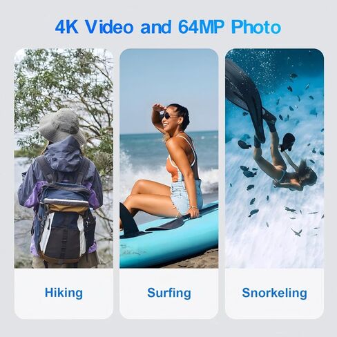 4K Underwater Camera 64MP 33FT Waterproof, 32GB Card Dual-Screen Dustproof in Saudi Arabia