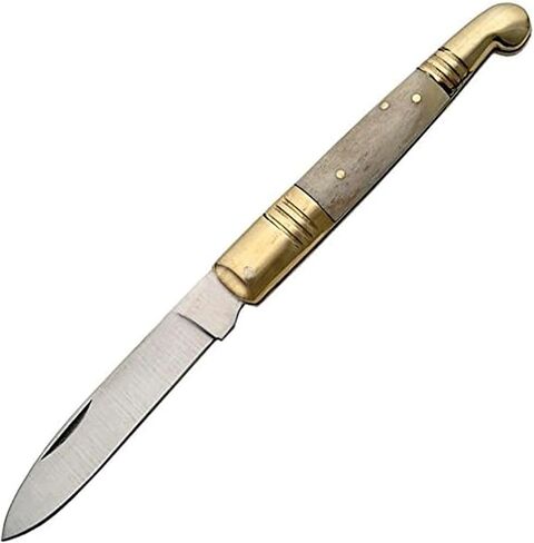SZCO 4.5" Old Fashioned Folding Pocket Knife – Bone Handle Knife with Stainless Steel Blade and Brass Bolster – Traditional EDC Knife and Pocket Knife for Men and Women – Camping, Hunting, Hiking, Fishing in Saudi Arabia