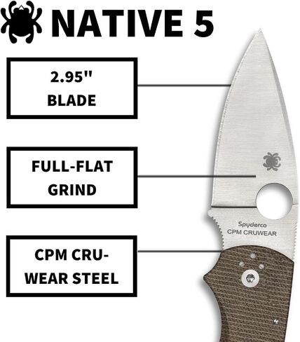 Spyderco Native 5 Micarta Folding Pocket Knife, PlainEdge in Saudi Arabia