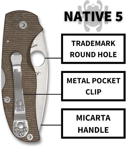 Spyderco Native 5 Micarta Folding Pocket Knife, PlainEdge in Saudi Arabia