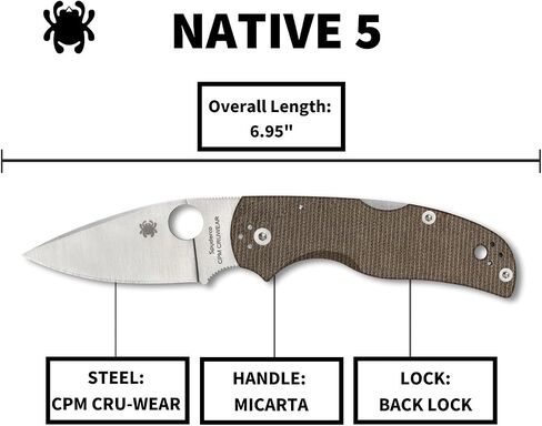 Spyderco Native 5 Micarta Folding Pocket Knife, PlainEdge in Saudi Arabia