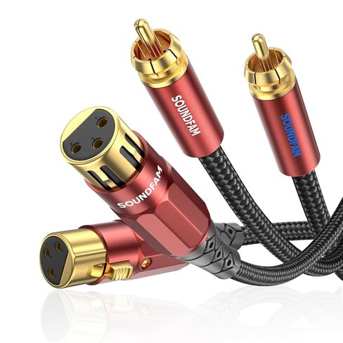 كابل RCA إلى XLR بطول 6 أقدام - 2 كابل توصيل صوت ستيريو RCA ذكر إلى 2 XLR ذكر، 4N OFC، حماية مزدوجة لمكبر الصوت والخلاطات وواجهات الصوت ومكبرات الصوت التي تعمل بالطاقة in Kuwait
