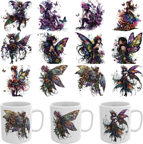 12PCS UV DTF Stickers Goth Fairy UV DTF Cup Wrap for Mugs Tumblers in Kuwait