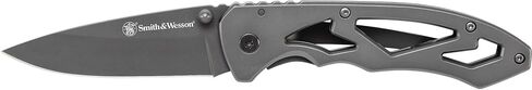 Smith & Wesson High Carbon S.S. Folding Knife with Drop Point Blade and Stainless Steel Handle for Outdoor, Tactical, Survival and EDC in Saudi Arabia