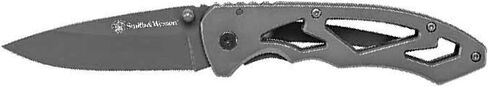 Smith & Wesson High Carbon S.S. Folding Knife with Drop Point Blade and Stainless Steel Handle for Outdoor, Tactical, Survival and EDC in Saudi Arabia