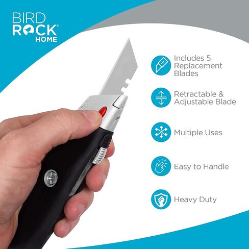 INTERNET'S BEST Premium Utility Knife Set | Retractable Box Cutter with Rubber Handle | Heavy-Duty Cutting for Cardboard, Carpet, Plastic | Retractable Blade | Includes 2 Razor Knives & Extra Blades in Saudi Arabia