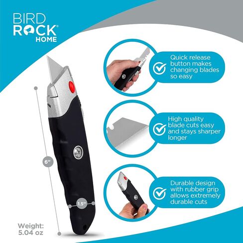 INTERNET'S BEST Premium Utility Knife Set | Retractable Box Cutter with Rubber Handle | Heavy-Duty Cutting for Cardboard, Carpet, Plastic | Retractable Blade | Includes 2 Razor Knives & Extra Blades in Saudi Arabia