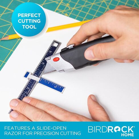 INTERNET'S BEST Premium Utility Knife Set | Retractable Box Cutter with Rubber Handle | Heavy-Duty Cutting for Cardboard, Carpet, Plastic | Retractable Blade | Includes 2 Razor Knives & Extra Blades in Saudi Arabia