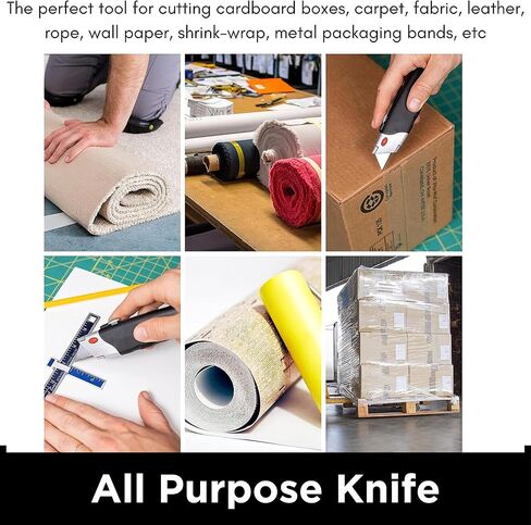 INTERNET'S BEST Premium Utility Knife Set | Retractable Box Cutter with Rubber Handle | Heavy-Duty Cutting for Cardboard, Carpet, Plastic | Retractable Blade | Includes 2 Razor Knives & Extra Blades in Saudi Arabia