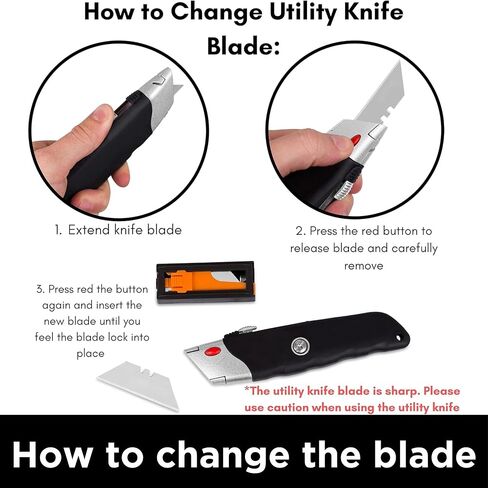 INTERNET'S BEST Premium Utility Knife Set | Retractable Box Cutter with Rubber Handle | Heavy-Duty Cutting for Cardboard, Carpet, Plastic | Retractable Blade | Includes 2 Razor Knives & Extra Blades in Saudi Arabia