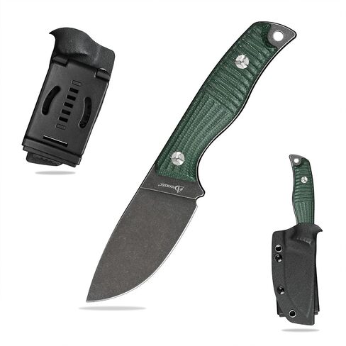 Fixed Blade Tactical Knife DC53 Steel Micarta Handle Kydex Sheath for Camping Hunting EDC (Black+Brown) in Saudi Arabia