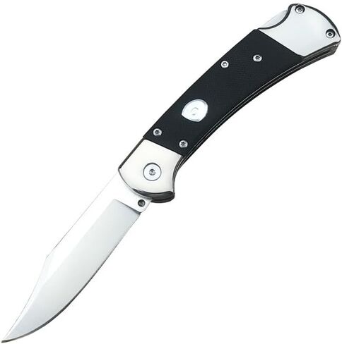 HUAAO 3'' 440C Clip Point Blade Black G10 Handle Back Lock Folder Opening,Camping EDC Tool Folding Pocket Knife Everyday Carry,Gift for Men in Saudi Arabia