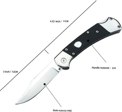 HUAAO 3'' 440C Clip Point Blade Black G10 Handle Back Lock Folder Opening,Camping EDC Tool Folding Pocket Knife Everyday Carry,Gift for Men in Saudi Arabia