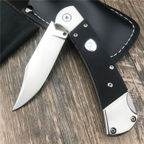 HUAAO 3'' 440C Clip Point Blade Black G10 Handle Back Lock Folder Opening,Camping EDC Tool Folding Pocket Knife Everyday Carry,Gift for Men in Saudi Arabia