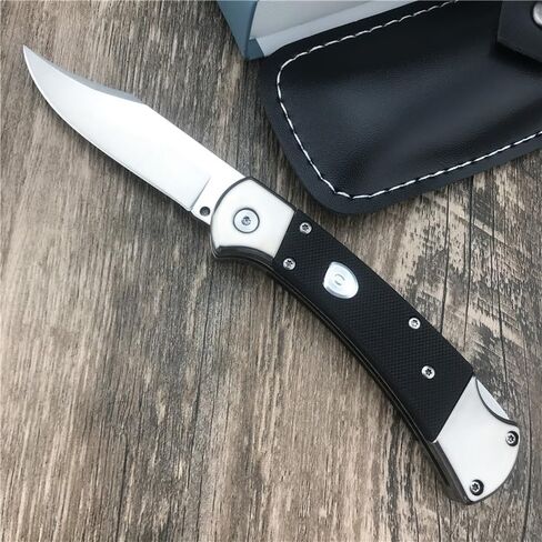 HUAAO 3'' 440C Clip Point Blade Black G10 Handle Back Lock Folder Opening,Camping EDC Tool Folding Pocket Knife Everyday Carry,Gift for Men in Saudi Arabia