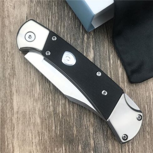 HUAAO 3'' 440C Clip Point Blade Black G10 Handle Back Lock Folder Opening,Camping EDC Tool Folding Pocket Knife Everyday Carry,Gift for Men in Saudi Arabia