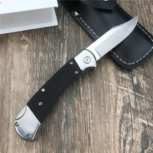 HUAAO 3'' 440C Clip Point Blade Black G10 Handle Back Lock Folder Opening,Camping EDC Tool Folding Pocket Knife Everyday Carry,Gift for Men in Saudi Arabia
