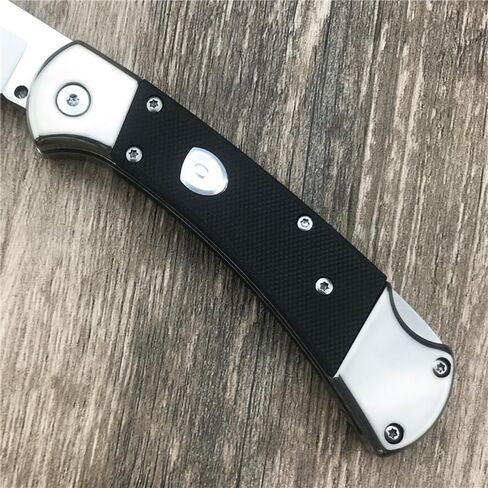 HUAAO 3'' 440C Clip Point Blade Black G10 Handle Back Lock Folder Opening,Camping EDC Tool Folding Pocket Knife Everyday Carry,Gift for Men in Saudi Arabia