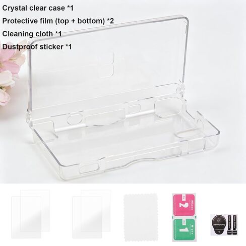 Transparent Hard Shell Case for DS Lite NDSL, Premium Crystal Clear Case with Protective Films and Cleaning Kit Practical Protective Cover Accessories Replacement Parts in Saudi Arabia