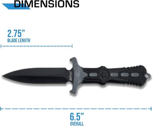 MTech USA – Fixed Blade Knife – Neck Knife - Black Blade, Black and Grey Nylon Fiber Handle, Includes Nylon Fiber Sheath w/ Ball Chain - Hunting, Camping, Survival, Tactical – MT-20-14GY,Black/Grey in Kuwait