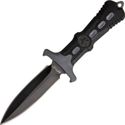 MTech USA – Fixed Blade Knife – Neck Knife - Black Blade, Black and Grey Nylon Fiber Handle, Includes Nylon Fiber Sheath w/ Ball Chain - Hunting, Camping, Survival, Tactical – MT-20-14GY,Black/Grey in Kuwait