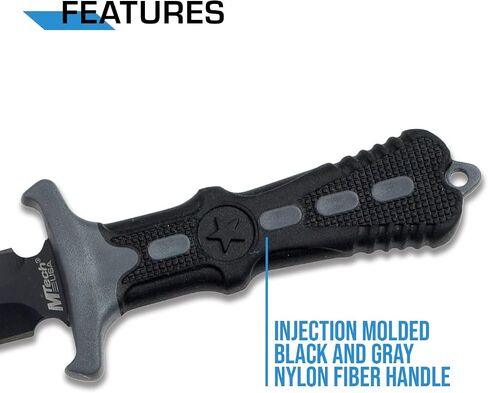 MTech USA – Fixed Blade Knife – Neck Knife - Black Blade, Black and Grey Nylon Fiber Handle, Includes Nylon Fiber Sheath w/ Ball Chain - Hunting, Camping, Survival, Tactical – MT-20-14GY,Black/Grey in Kuwait