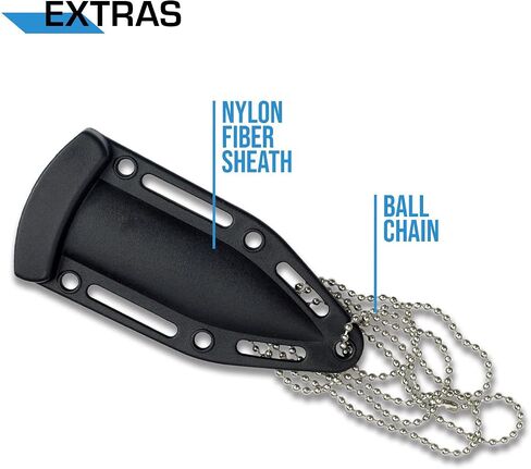 MTech USA – Fixed Blade Knife – Neck Knife - Black Blade, Black and Grey Nylon Fiber Handle, Includes Nylon Fiber Sheath w/ Ball Chain - Hunting, Camping, Survival, Tactical – MT-20-14GY,Black/Grey in Kuwait