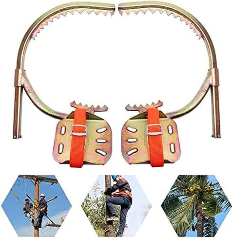 Adjustable Electrician Climbing Shoes with Secure Spikes for Linemen & Tree Maintenance - Non-Slip Stainless Steel Buckle Footwear for Utility Pole Work in Saudi Arabia