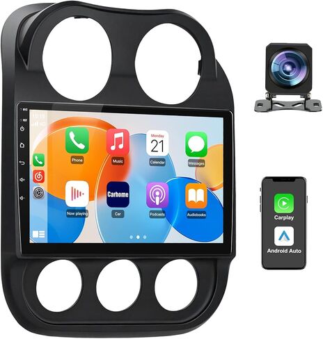 Junsun Car Radio Stereo for Jeep Compass Patriot 2010-2016 Android 13 with Wireless CarPlay Android Auto Bluetooth FM 5GWiFi Backup Camera [4Core+64GB] in Saudi Arabia