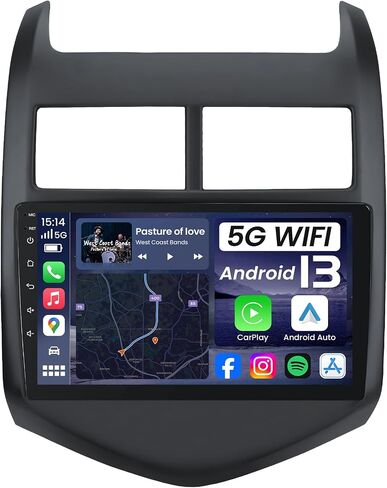 4Core + 64G ROM Car Radio for 2012-2016 Chevy Aveo Sonic: 9" 1280 * 800 HD IPS Touch Screen Stereo with Wireless CarPlay Android Auto 5G WiFi Bluetooth5.0 GPS FM SWC with 1080P Backup Camera in Saudi Arabia