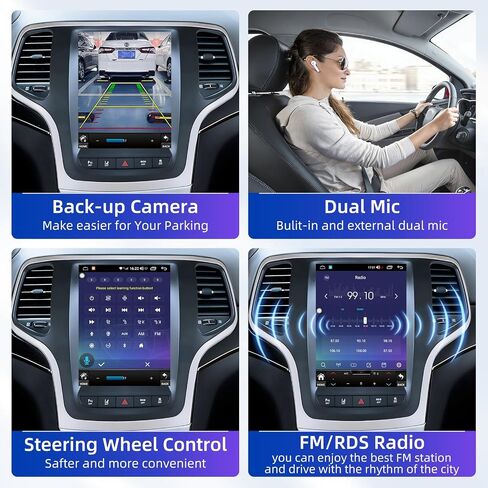 [8Core] راديو السيارة لسيارة Jeep Grand Cherokee 2014 2015 2016 2017: 10 بوصة Android 15 Tesla Style شاشة تعمل باللمس ستيريو مع Carplay Android Auto 5GWiFi Bluetooth5.0 GPS كاميرا احتياطية وشاشة مقسمة in Kuwait