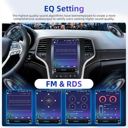[8Core] راديو السيارة لسيارة Jeep Grand Cherokee 2014 2015 2016 2017: 10 بوصة Android 15 Tesla Style شاشة تعمل باللمس ستيريو مع Carplay Android Auto 5GWiFi Bluetooth5.0 GPS كاميرا احتياطية وشاشة مقسمة in Kuwait