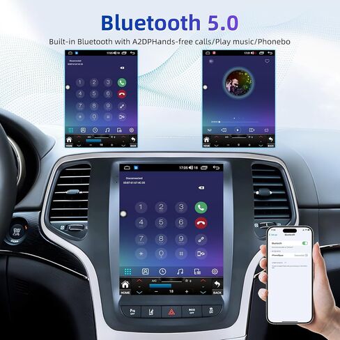 [8Core] راديو السيارة لسيارة Jeep Grand Cherokee 2014 2015 2016 2017: 10 بوصة Android 15 Tesla Style شاشة تعمل باللمس ستيريو مع Carplay Android Auto 5GWiFi Bluetooth5.0 GPS كاميرا احتياطية وشاشة مقسمة in Kuwait