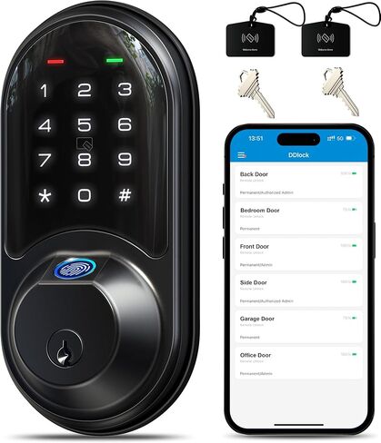 Veise RZ07 Fingerprint Smart Door Lock Deadbolt, App Control, Satin Nickel in Kuwait