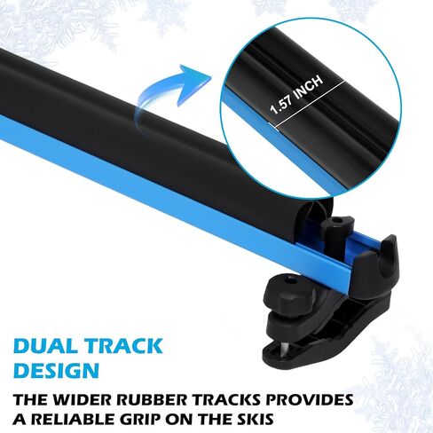 Blue Ski Rack with 2 Pcs ski strap carrier, Roof Holder Carrier for Skis, Snowboards, Fishing Rods, Paddles, Skateboards, Wakeboard, Universal Mounting, Locking, Heavy Duty in Kuwait