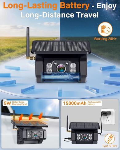 Rohent Solar Wireless Backup Camera for Trucks: 7" HD 1080P Monitor, 1-Min Easy Magnetic Install, Night Vision, Dual Antenna Boost Signal for Pickups - Designed for Long-Distance Drivers and Campers in Kuwait