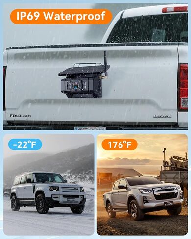 Rohent Solar Wireless Backup Camera for Trucks: 7" HD 1080P Monitor, 1-Min Easy Magnetic Install, Night Vision, Dual Antenna Boost Signal for Pickups - Designed for Long-Distance Drivers and Campers in Kuwait