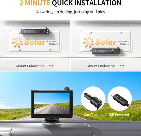 Solar Wireless Backup Camera with 1080P Monitor 1Min Easy Install in Saudi Arabia