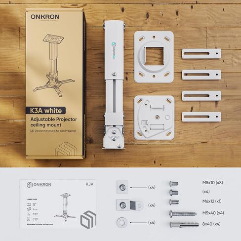 ONKRON Projector Ceiling Mount, max 22 lbs, Universal Bracket, White in Kuwait