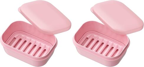 Quatish Leakproof Soap Dish with Lid & Draining Layer, Shatterproof Travel Bar Soap Holder Case Container, Portable Travel Size Toiletries Essentials for Camping, Gym, Bathroom, Black (Pack of 2) in Saudi Arabia