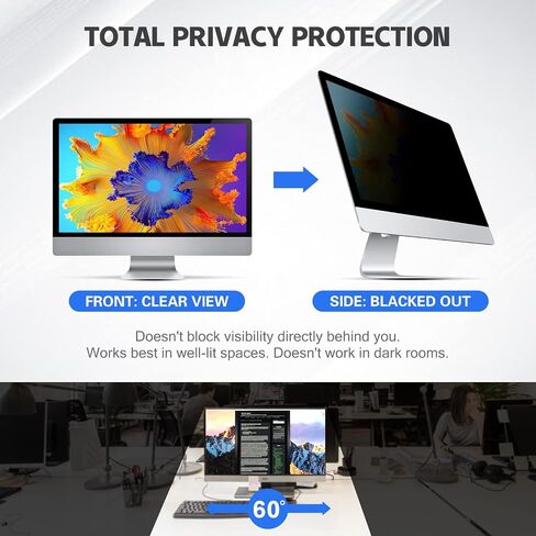 18.5" Computer Privacy Screen Filter 16:09 Widescreen Monitor - Premium Anti-glare Screen Cover - Scratch Resistant - UV and Blue Light Screen Protector in Saudi Arabia