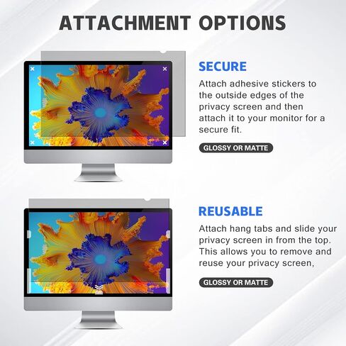 18.5" Computer Privacy Screen Filter 16:09 Widescreen Monitor - Premium Anti-glare Screen Cover - Scratch Resistant - UV and Blue Light Screen Protector in Saudi Arabia