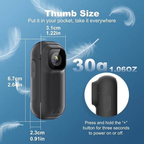 4K 128GB WiFi Thumb Action Camera, Mini Body Cam with 1.5" Screen in Saudi Arabia