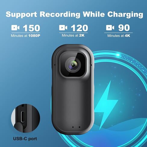 4K 128GB WiFi Thumb Action Camera, Mini Body Cam with 1.5" Screen in Saudi Arabia