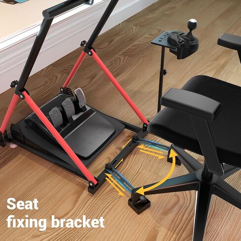 Racing Wheel Stand with Chair Fixing, Foldable Racing Cockpit Compatible with MOZA R5,R3,R9 to R25/ Logitech G920,G923,G27,G29/ Thrustmaster T248,T300,T500,T818/ Turtle Beach, HORI, Simagic Wheels in Saudi Arabia