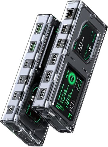 GIISSMO CyberAxon D5 13-in-1 Laptop Docking Station Dock - USB C Docking Station with 2.4" Touchscreen, 3X HDMI (4K@60Hz), 100W PD, 10Gbps USB-C, Ethernet, for Mac/Windows/iPad in Saudi Arabia