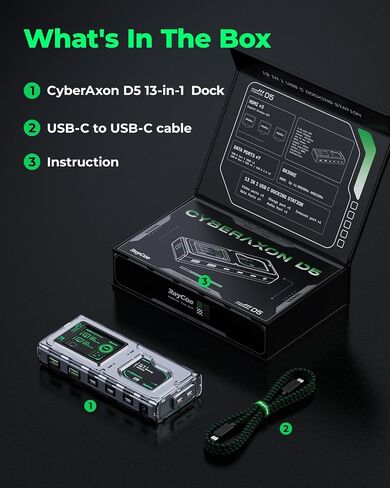 GIISSMO CyberAxon D5 13-in-1 Laptop Docking Station Dock - USB C Docking Station with 2.4" Touchscreen, 3X HDMI (4K@60Hz), 100W PD, 10Gbps USB-C, Ethernet, for Mac/Windows/iPad in Saudi Arabia