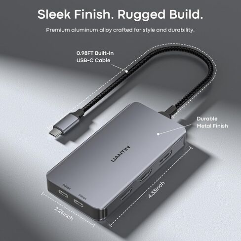 UANTIN Laptop Docking Station 3 Monitors, 8-in-1 USB C Dock with 2 HDMI, DP in Saudi Arabia