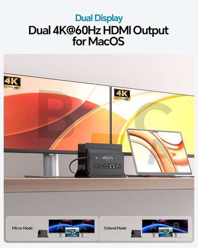 MacBook Docking Station Dual Monitor 4K@60Hz for MacBook Pro/Air M5/M4 in Saudi Arabia