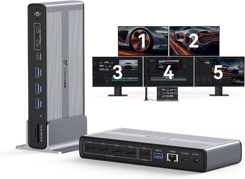 TobenONE Docking Station 5 Monitors, Cooling Fan, 8K+Quad 4K@120Hz Display in Saudi Arabia